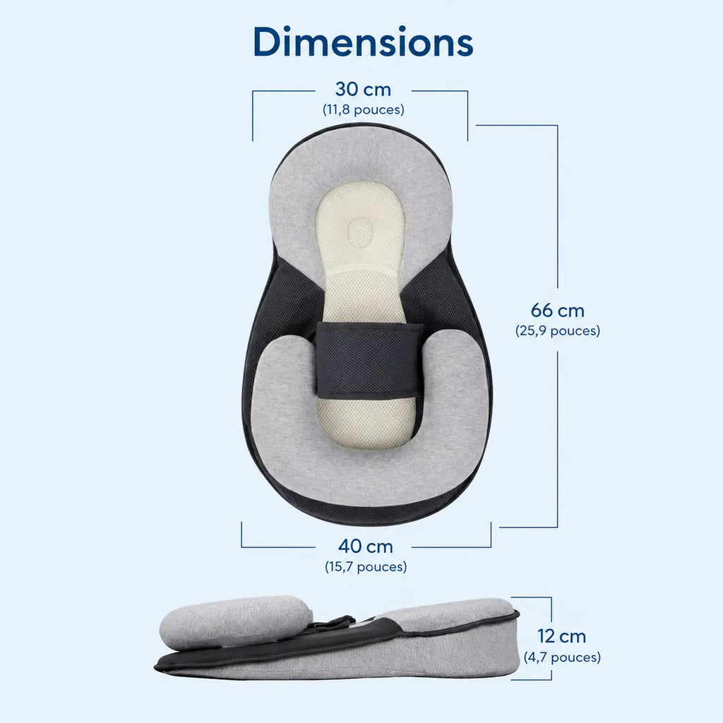 Infographie des dimensions du Cocon, version housse foncée