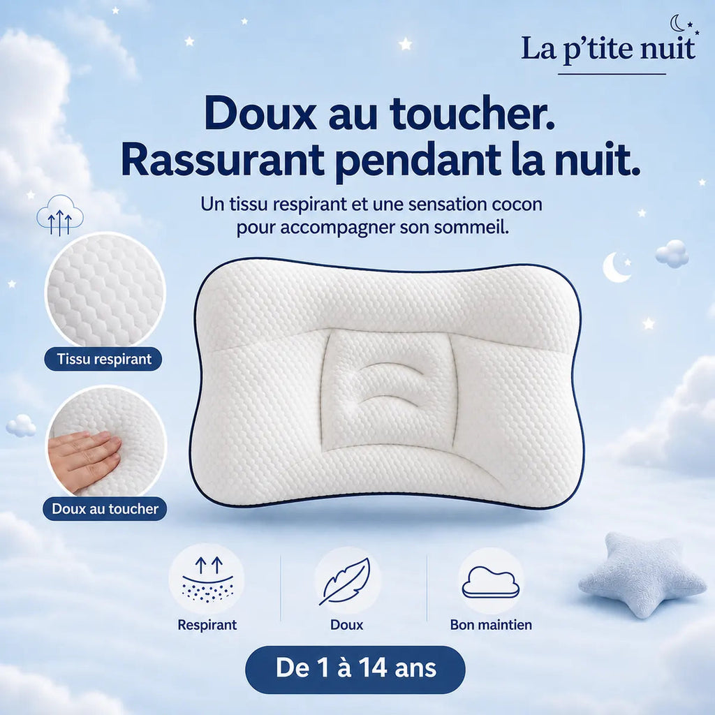 Visuel marketing La Ptite Nuit - comparaison oreiller standard et oreiller enfant