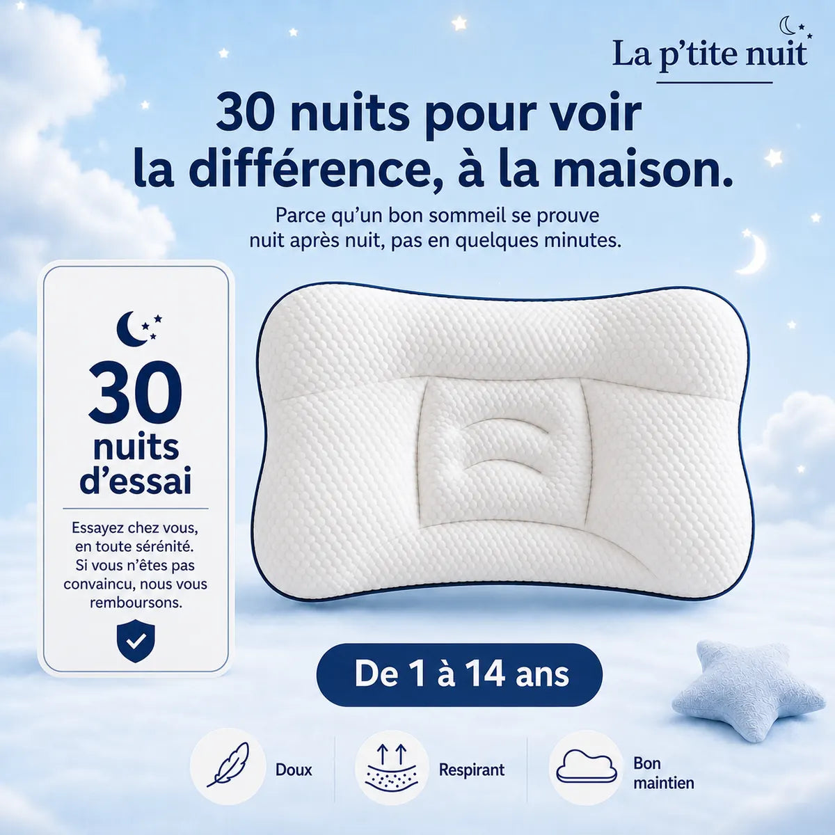 Visuel marketing La Ptite Nuit - posture de sommeil et croissance